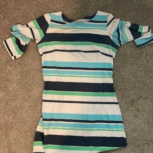 Size small Jersey, blue striped 3/4 sleeve dress